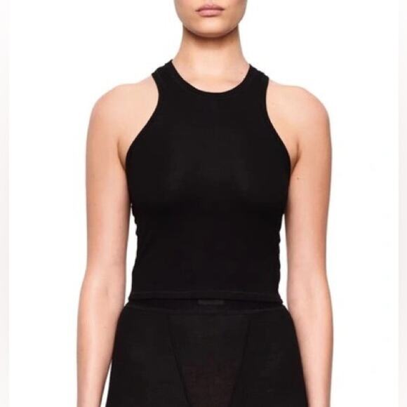 SKIMS Tops - SKIMS Lounge Rib Scuba Tank In Onyx Black Soft Comfortable Lounge Size 4XL NEW